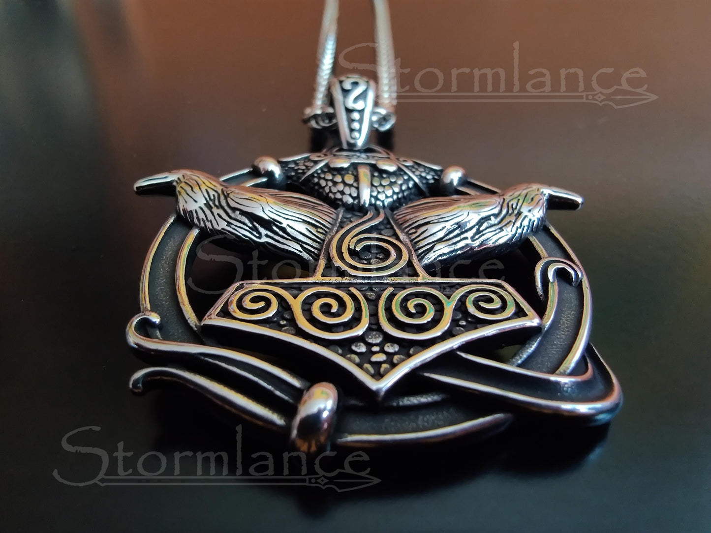 Mjolnir Raven Pendant, Stainless Steel