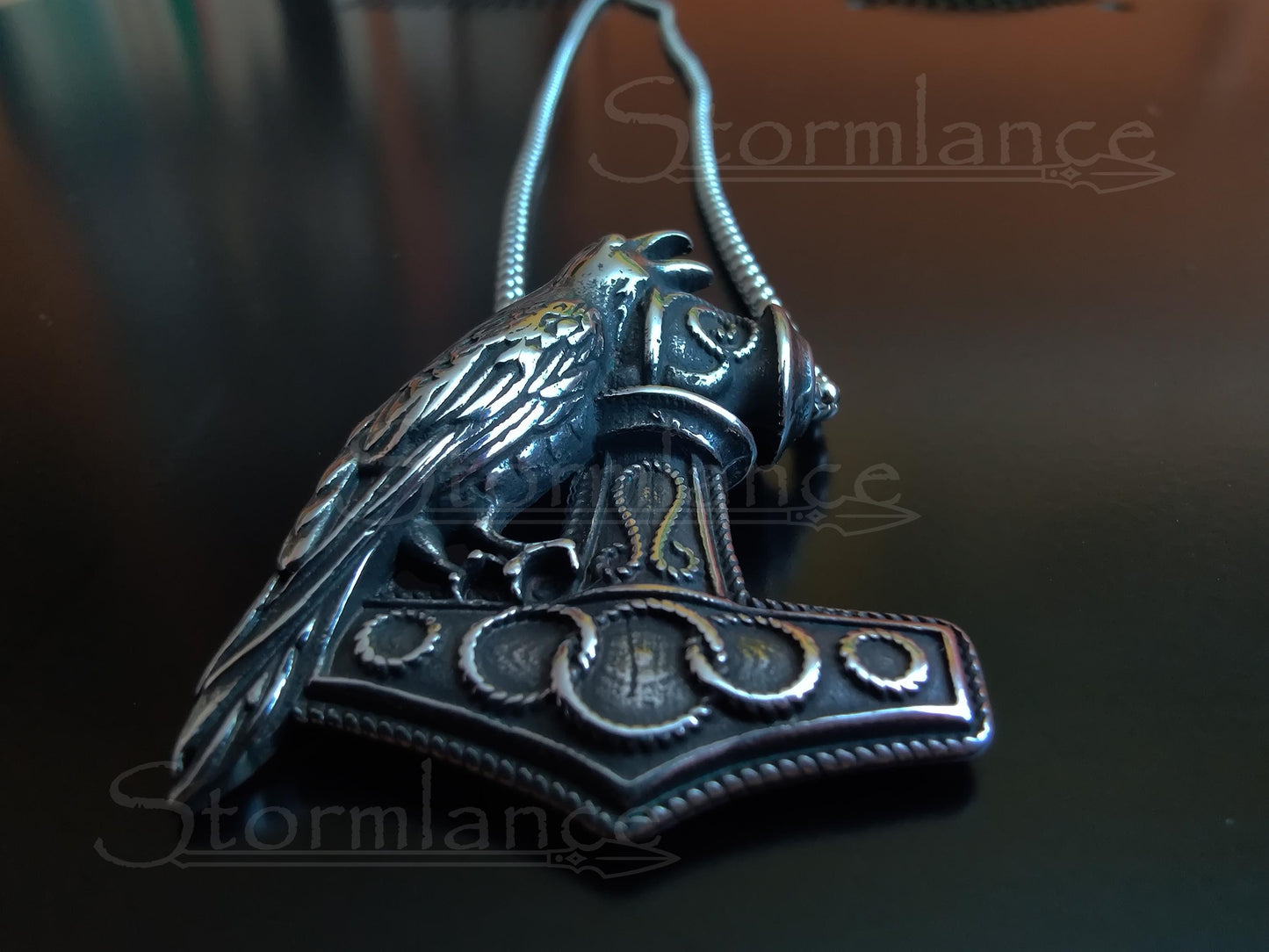 Mjolnir Raven Pendant, Stainless Steel