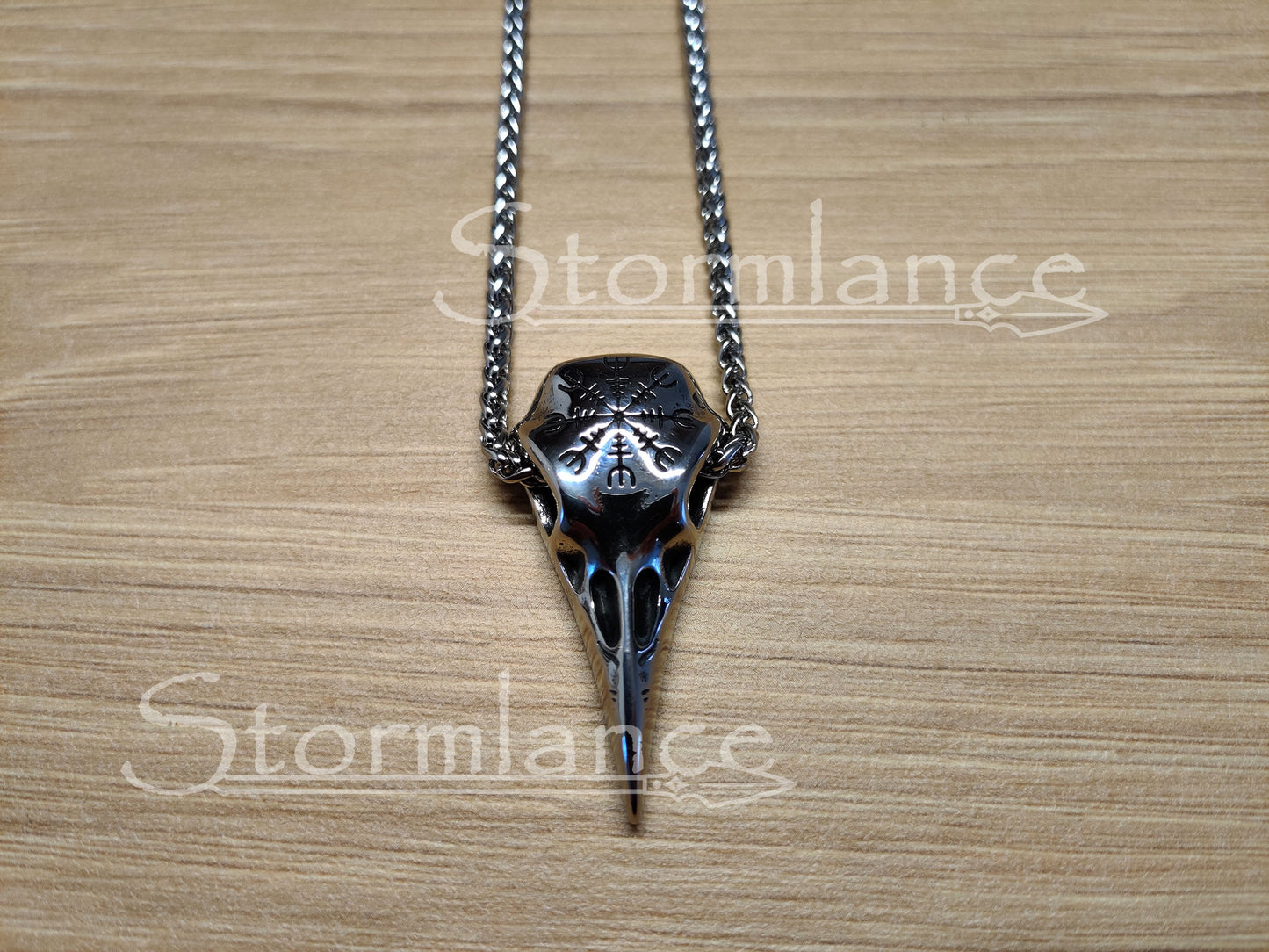 Raven Skull Pendant, Stainless Steel