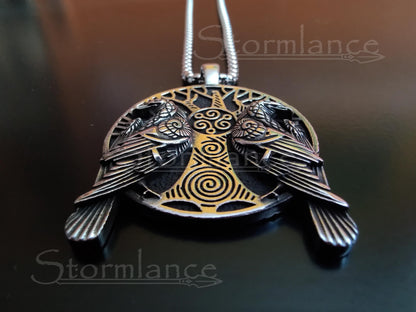 Yggdrasil Raven Pendant, Stainless Steel