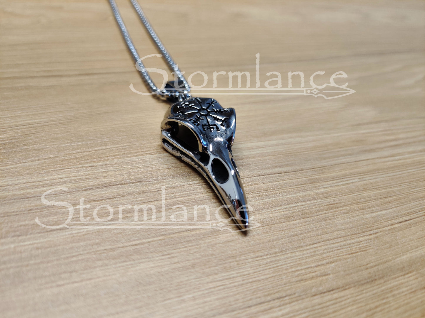 Raven Skull Pendant, Stainless Steel