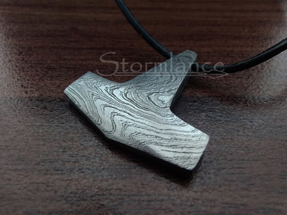 Mjolnir Pendant, Damascus Steel